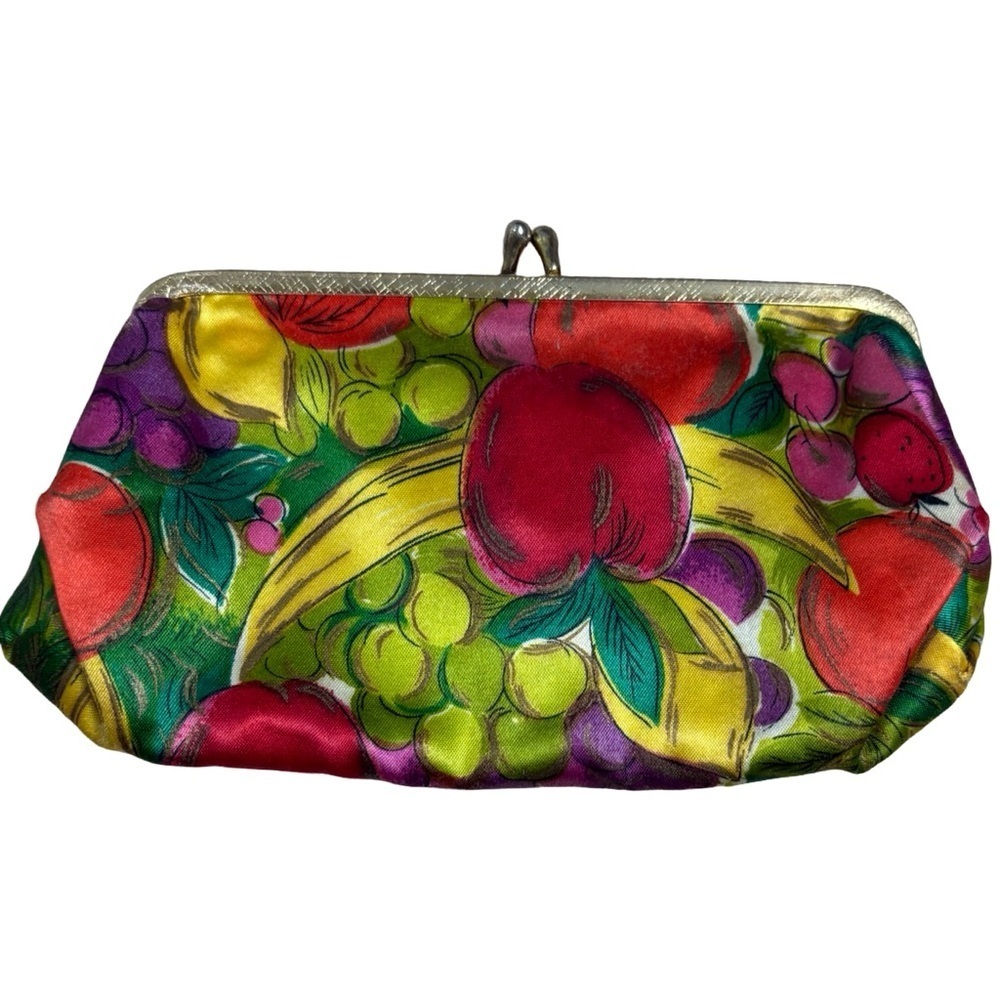 VINTAGE Celebrity Inc Fruit Print Coin Purse Small Clutch